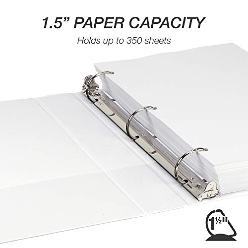 Image of Samsill Durable 1.5 inch 3 Ring Binder, D Ring Binder, 100% Recycled Chipboard, White, 12 Pack