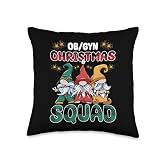 OB-GYN Design Pediatric Gynecology Obstetrician Funny OBGYN Christmas Squad Obstetrics Nurse Gynecologist Throw Pillow, 16x16, Multicolor