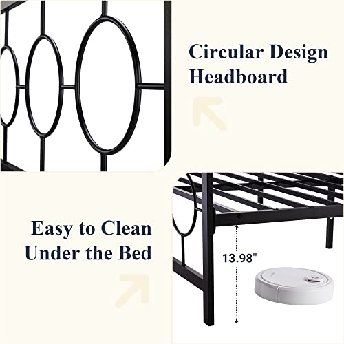 Allewie Twin Size Metal Platform Bed Frame With Modern And Vintage Style Headboard,No Box Spring Need,Easy Assembly,Noise-Free In Black #TOP6