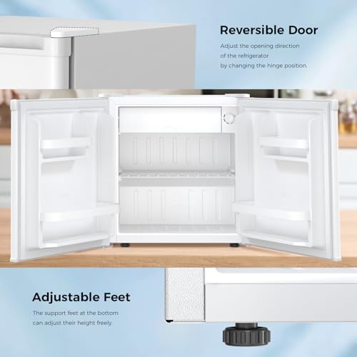 Image of Antarctic Star 1.6 Cu. Ft Mini Fridge with Freezer,Small Compact Refrigerator with Single Reversible Door, Removable Shelves, 7 Adjustable Thermostat, for Dorm /Bedroom /Office,White
