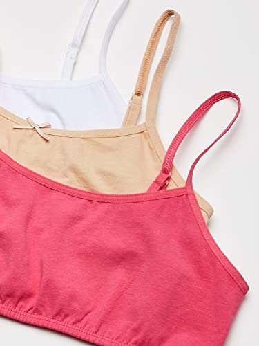 Maidenform Girls' Crop Bra 3 Pack, Nude/Pink/White, Large3
