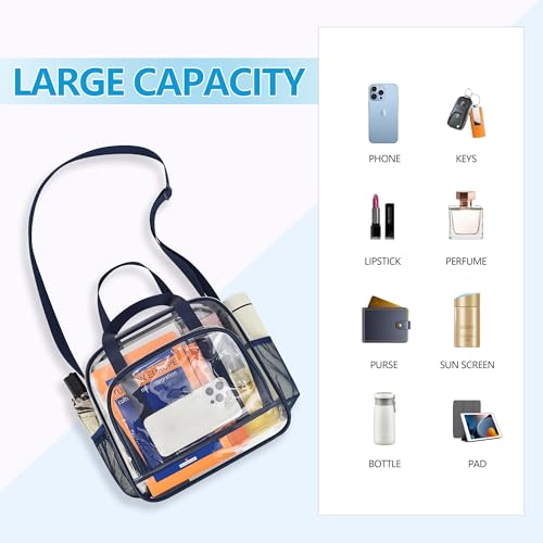 Image of Paxiland Clear Bag for Stadium Events, 12x6x12 inches Tote Bag with Detachable Reinforced Strap for Sports Concert and Work