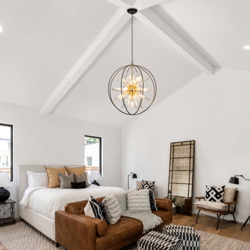 Image of Vezzio Modern Black and Gold Sputnik Chandelier for Dining Room