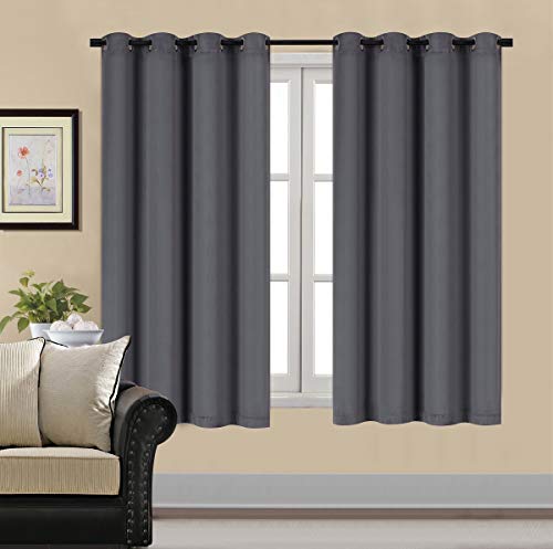Hcily Blackout Velvet Curtains Gray 63 Inch Thermal Insulated For Bedroom 2 Panels (W52'' X L63'', Grey) #TOP29