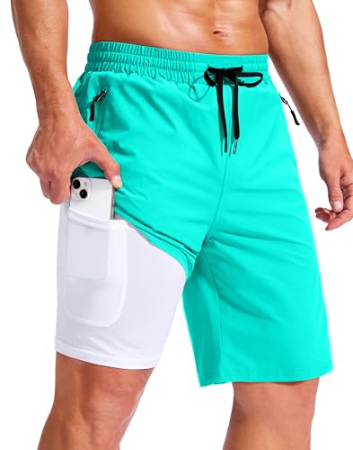 Image of G Gradual Mens Swim Trunks with Compression Liner 7 inch /9'' Quick Dry Board Shorts Swimsuit Bathing Suit for Men Zipper Pockets