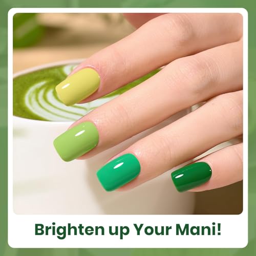Image of Beetles Green Gel Polish Set - Green Picnic Pastel Gel Nail Polish Set 6 Colors, Soak Off UV LED Lamp Fall Nails Art, Long-Lasting Manicure Salon DIY Day Nails Home