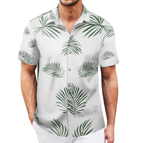 Hawaiian Shirt for Men Sleeves Printed Casual Button Down Summer Beach Dress Floral Shirts