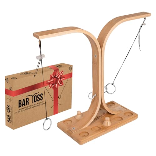 Bar Toss® Spiel | Geschicklichkeitsspiel aus Bambus für Kinder und Erwachsene | Hängendes Ringwerfen Ring Toss | Wer ist der Schnellste? | Indoor & Outdoor | 100% Holz | 100% Fun | OriginalCup®