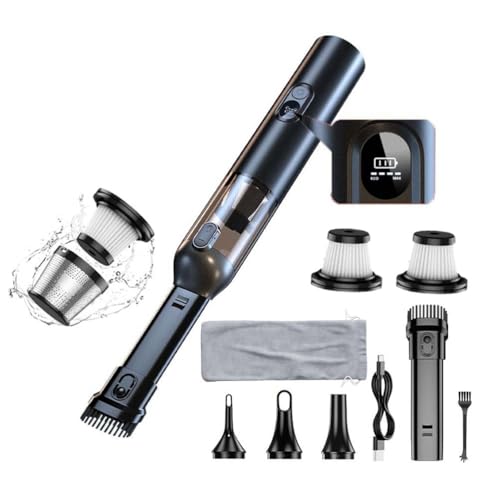 Handheld Car Vacuum Cleaner, 14000Pa Vacuum Cleaner and Air Duster, High Power Hand Held Vacuum with HD Digital Display and Multi-Nozzles for Car, Home, Office, Pet Black
