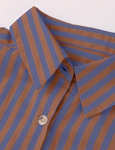 Women Peplum Button Down Shirts 3/4 Length Sleeve Business Casual Tops Crop Striped Oversized Shirts Blouses Tops4