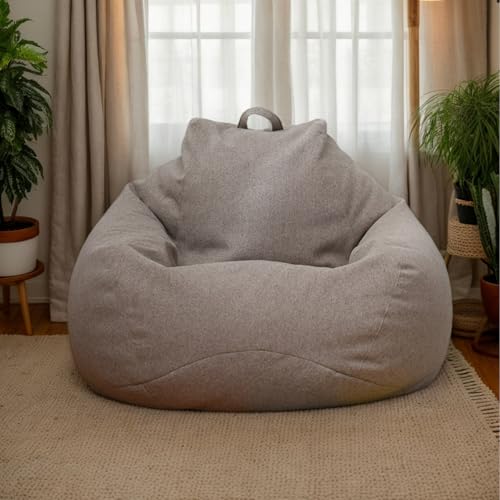 Genérico Silla Puff para Juegos con Tela Resistente al Agua, Puff para Uso Interior y Exterior sin Relleno, para Juegos, Dormitorio, Sala de Estar, Jardín,Marrón,80 * 90cm