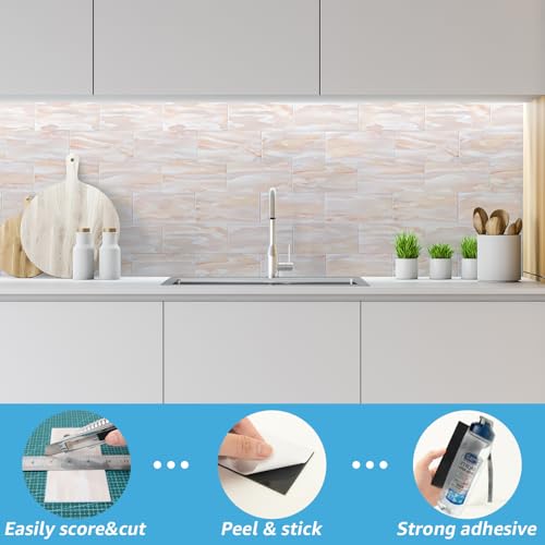 Image of Art3d 102-Pack Peel and Stick Backsplash on Subway Tile, Yellow Jasper