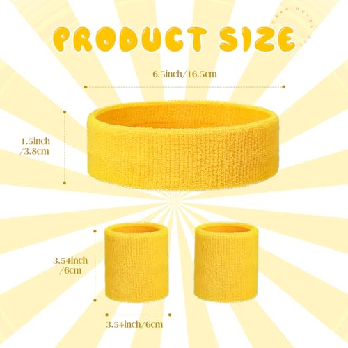 Image of Bememo 36 Pcs Neon Sweatbands Set for Kids 12 Headbands 24 Wristbands Bulk Sports Sweat Bands Athletic for Children Basketball Tennis Running Gym Student Gifts Glow Party