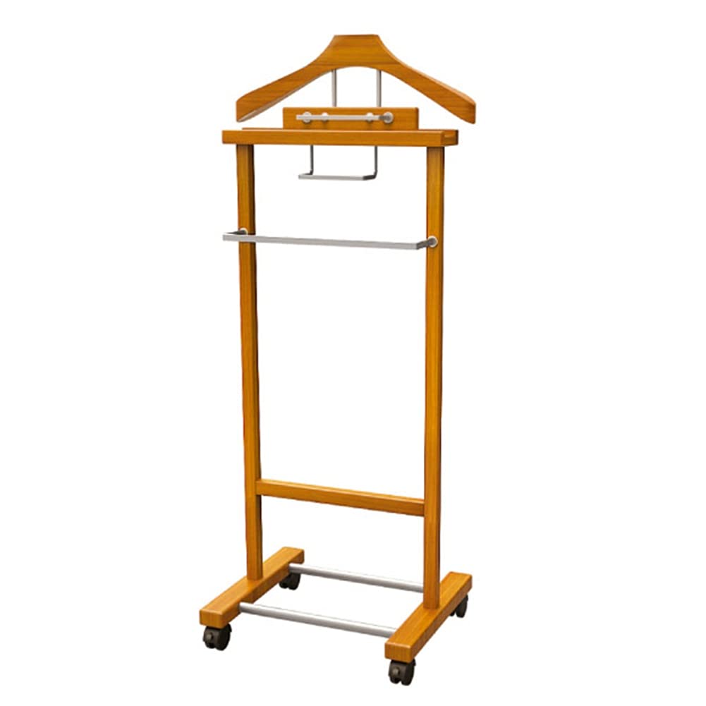 YNBSHGAA Wooden Clothes Rack Wardrobe Valet Stand Suit Garment Valet Stand for Hotels Dormitory Office 17 Styles,Style#l