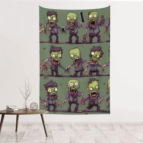 Tapisserie murale zombies pour décoration de chambre geek sans dommage