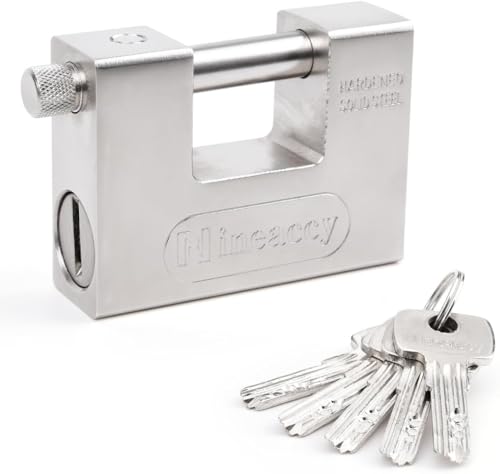 Ninsetinsoe Heavy Padlock with 5 Keys for Door Garage Warehouse Container Padlock for Shipping Container