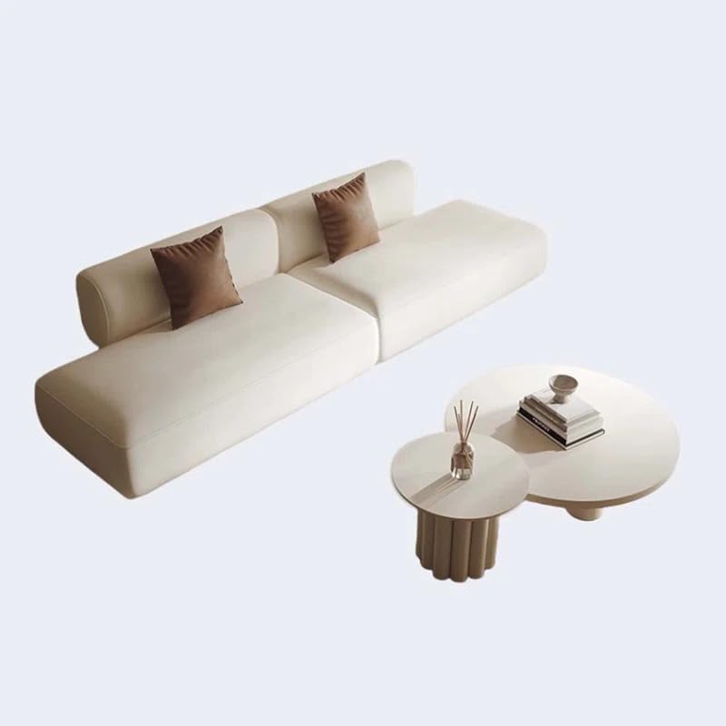 Image of Modern Velvet Living Room Interior chesterfiled Sofa Lounger 2-Pieces Sofa with Included Pillows (Cream)