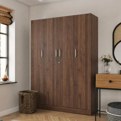 Wakefit Wardrobe for Bedroom | 1 Yr Warranty | Cupboard for Bedroom, Almirah, Wooden Wardrobe, Multi-Shelves with Drawer & Hanger, Density:680–750 kg/