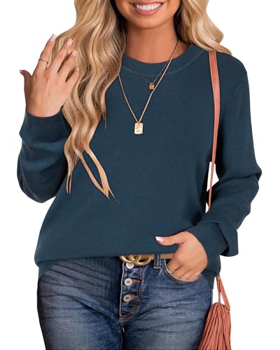 Arach&Cloz Women's 2025 Casual Crew Neck Long Sleeve Shirts Lightweight