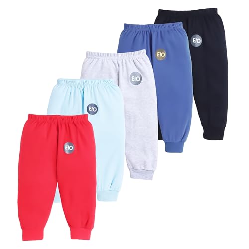 Image of EIO Unisex Kids Tapered Fit Mid Rise Cotton Pajama Pants Combo Pack