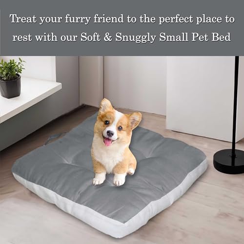 Image of Pet Bed| Dog for Bed, 100% Cotton Comfortable Durable Both Sides usable Square Shape with Handle and Dry Clean Pet Bed | Cat Bed | Puppy Bed |Small Dog Bed for Cats Puppies -Size- (45 x 45cm) (Grey)