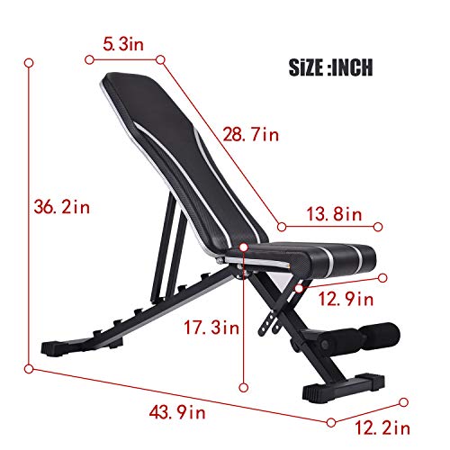 Merax Adjustable Bench,Incline Decline Weight Bench for Full Body Workout, Multi-Purpose Foldable Weight Bench Flat/Incline/Decline Bench