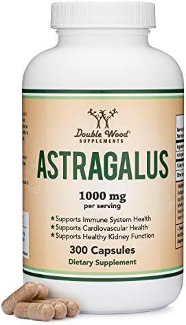 Double Wood Supplements Astragalus Root Capsules - 1,000mg Per Serving (300 Capsules) High in Polysaccharides, Manufactured in The USA for Healthy Aging, Overall, and Immune Support