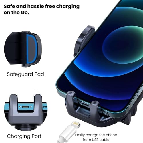 Image of MountPro K6 Universal Car Dashboard Mobile Holder | Adjustable Windshield Mount with Strong Suction Cup | One-Touch Lock Mechanism | 360 Rotation | Compatible with All Smartphones - Black