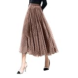 Exquisita mano de obra: faldas midi acampanadas con diseño de cintura alta, cintura elástica, lunares, longitud al suelo y vuelo vintage que te hace lucir más encantadora y a la moda
