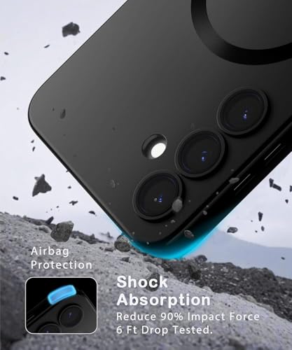 Image of DIZORO Samsung A26 5g Case, Compatible with Mag Safe Back Cover, Matte Luxury Metallic Luster Flexible TPU Wireless Charging Shockproof Case with Camera Protector Lens (Black)