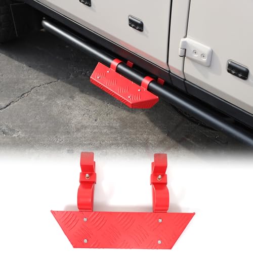 Side Step for INEOS Grenadier 2020-2025 Accessories Door Running Boards Nerf Bars Side Step Foot Pedal Car Body Side Rock Guard Slider Rail Heavy Duty Door Hoop Steps, Carbon Steel (1PC Red)