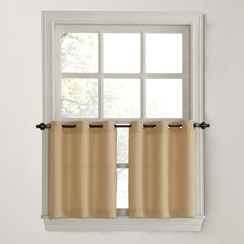 Tende da cucina No. 918 Montego - Coppia di Tende da Cucina con Occhielli semitrasparenti, 142 x 91 cm, Colore: Tortora