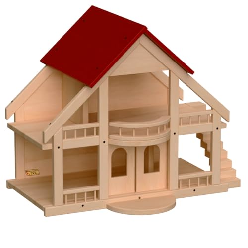 Holz-Puppenhaus | Massiv-Holz Villa f&uuml;r Puppen | Kinder-Puppenhaus | Puppen-Zubeh&ouml;r 5017