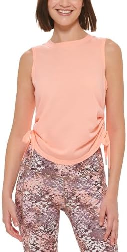 Calvin Klein Performance Womens Ruched Side Tie Tank Top Creamsicle XS
