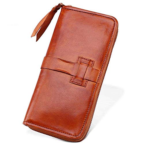 AQWWHY Cartera de Cuero para Hombre Cartera Superior Capa de Cuero Bolso de Embrague Monedero Billetera Larga