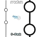 Contemporary Two Ring Stair Iron Balusters (5-Pack) Modern Hollow Double Ring Circle Metal Railing Spindles 1/2" x 44" Tall (Satin Black)