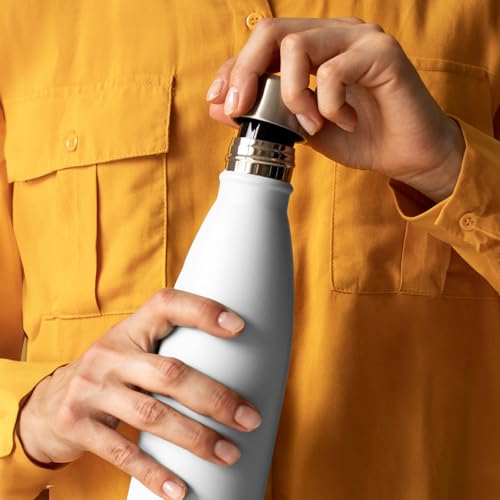 Image of Mont-Clair Stainless Steel Water Bottle, Vacuum insulated - BPA Free, 12h Hot & 24h Cold Drinks, Metal Water Bottle 17 oz Leakproof, Ideal for Adult, Kids, Running - White
