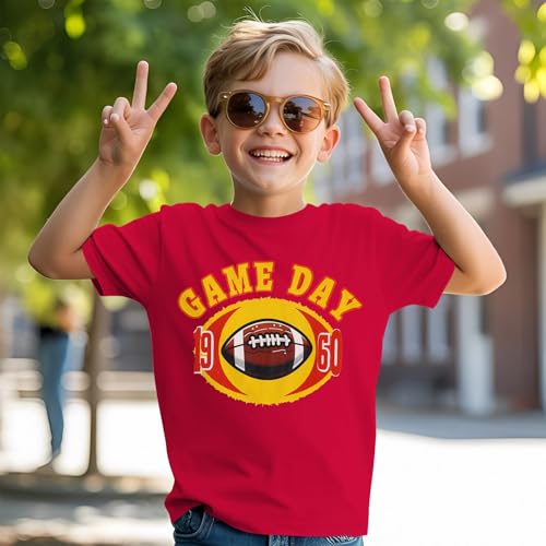 MODNTOGA Boys Girls Game Day Football Graphic Shirt Rugby Print Sundays T-Shirt Kids Girl Sports Fans Short Sleeve Tee Tops2