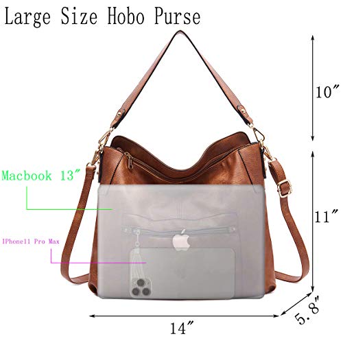 Purses and Handbags,Large Shoulder and Crossbody Bag Hobo Purse for Women Brown Purse Set