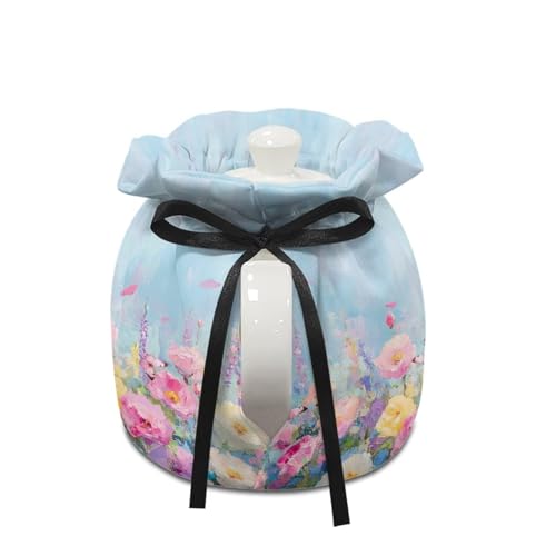 Image of Flower Butterfly Print Tea Cozy for Teapot, Dirt Resistant Kitchen Tea Pot Dust Cover, Keep Warm Home Decorative Tea Cosy with Insulation Pad for Restaurant Office Table