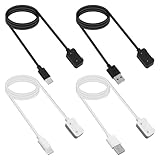4pcs Magnetic Charging Cable for Samsung Galaxy Fit 3 Smart Watch, 3.3ft/100cm USB-C & USB-A Replacement Magnet Charger Dock Fast & Safe Smartwatch Charger Cord Accessories (White, Black)
