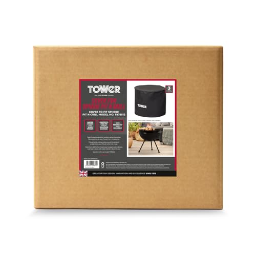 Tower Feuerschalenabdeckung - Strapazierfähige, wasserdichte & Winddichte Outdoor-Holzkohlegrill-Abdeckung, UV-beständig, Schwarz (H63 x B67 x T60cm)