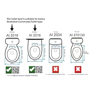 Adshank Toilet Seat Cover with non soft close hinges | White effect shade/color | Adaptable/Suitable to Convention Regular EWC commode toilet | Model : AI 2016E 00 PBn | With complete factory fitted Hinges.
