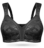 Wingslove Women's Minimizer Bras Full Coverage Wirefree Comfort Plus Size Bra Large Bust Non Padded(Floral Black,38D)