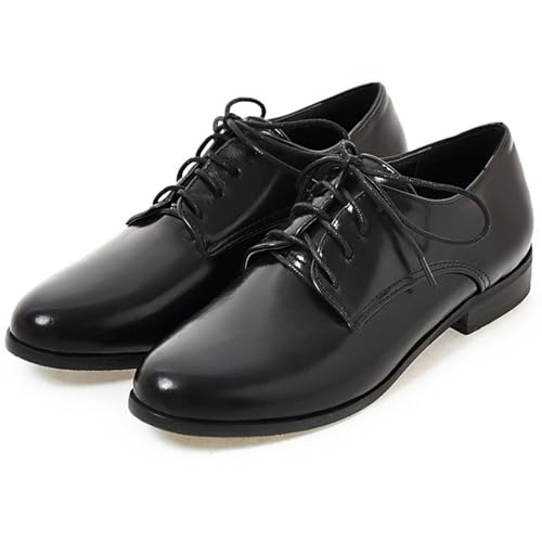 Patent Lace Up Womens Oxfords Mid Low Heel Pointed Toe Pumps3