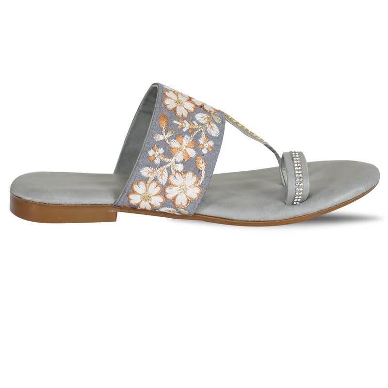 Image of DFR Flip Flops for Women Daily Use Comfortable Ethnic Embroidered Girls Slippers flipflops chappals