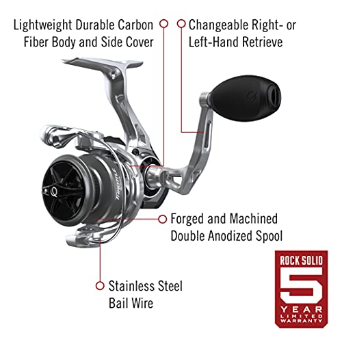 Zebco Quantum Throttle Spinning Reel, Size 10, Stainless Steel, Silver