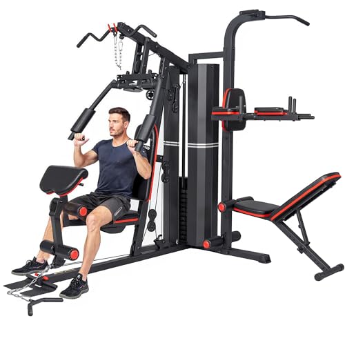 SKY LAND 2 Station Home Gym | Multi-Function Strength Training Machine with 72KG Weight Stack Bench Press VKR Power Tower Lat Pulldown Sit-Up Bench Full Body Workout | GM-8150