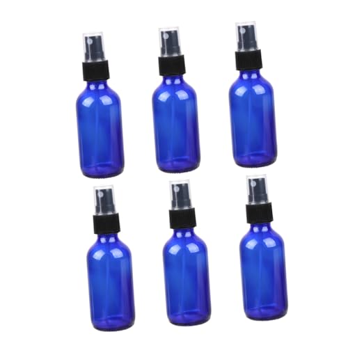Healeved 6 Botellas De Spray Azules Dispensadoras De Aceite De Viaje Con Bomba Para Perfume De Viaje Con Soporte Para Líquido