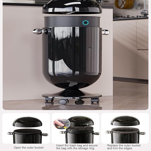 Cubo de basura de 15L con ruedas para camping y cocina de hogar 5